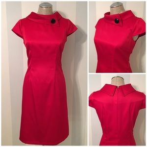 Classic Red Collared Dress w/ Black Button